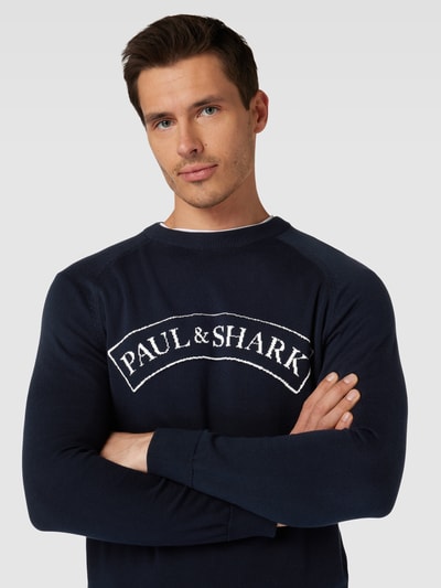 Paul & Shark Gebreide pullover met labelopschrift Marineblauw - 3