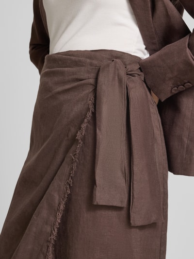 Mango Midirock mit Raffungen Dunkelbraun 3
