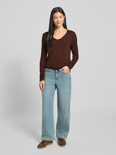 Tom Tailor Sweter z dzianiny o kroju regular fit z mieszanki bawełny i wiskozy Orzechowy 1