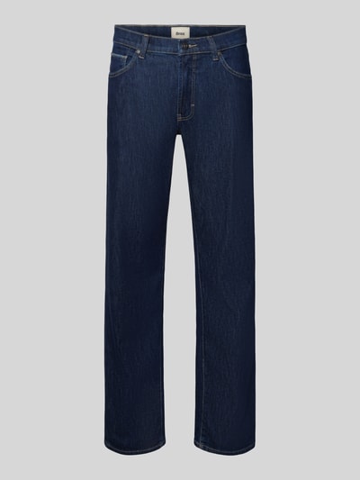 Produktfoto, dunkelblaue Relaxed Fit Jeans aus Baumwoll-Mix Modell 'Clint' von Brax, Herren Wide & Loose Fit Jeans, glatte Struktur, klare Nähte