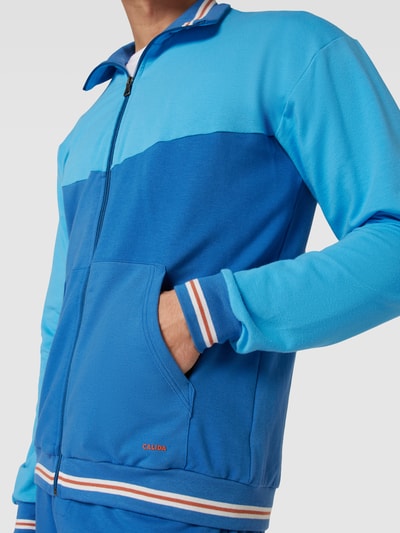 Calida Sweatjack met opstaande kraag, model 'REMIX' Blauw - 3