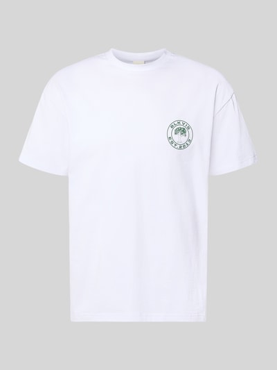 Productfoto, T-shirt met logo en ronde hals van BLKVIS in wit, puur katoen, regular fit, ruglengte maat M 70 cm