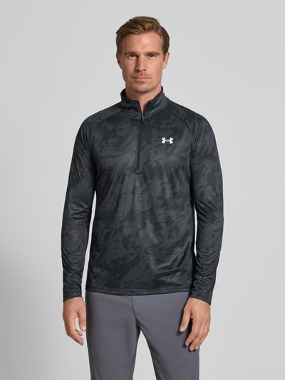 Under Armour Regular fit shirt met lange mouwen en ritssluiting, model 'Tech' Zwart - 4