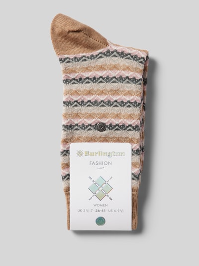 Burlington Socken mit Label-Detail Modell 'Fair Isle' Beige 3