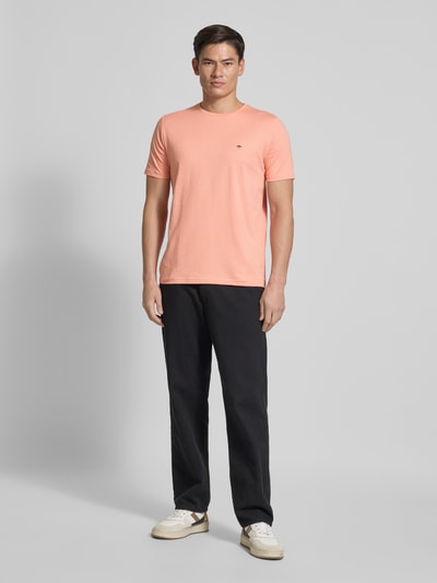 Fynch-Hatton T-Shirt mit Label-Stitching Lachs 1