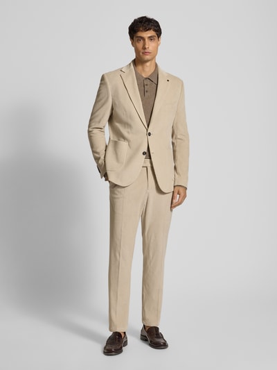 Zuitable Slim Fit 2-Knopf-Sakko aus Cord mit Reverskragen Beige 1