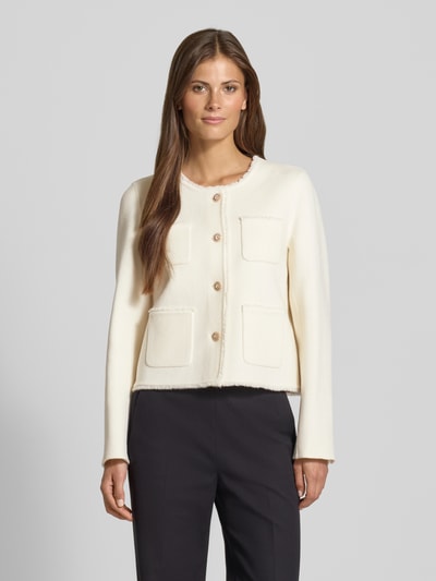 Marc Cain Regular fit jack van puur katoen met ronde hals Ecru - 4