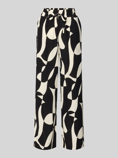 Produktfoto, Stoffhose aus Viskose im Allover-Look Modell 'CHANISE' von Soyaconcept, schwarz-weißes Muster, Relaxed Fit, glatte Textur.