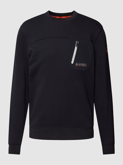 Napapijri Sweatshirt met labelprint, model 'HURON' Zwart - 2