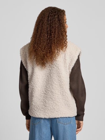 Only Relaxed fit gilet in teddybontlook, model 'NAYA' Ecru - 5