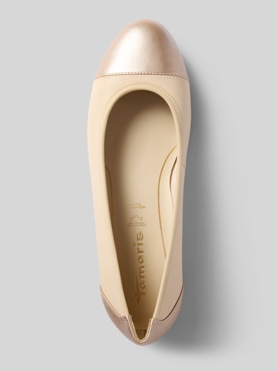 Tamaris Ballerina's van leer met licht gestructureerde zool Goud gemêleerd - 3