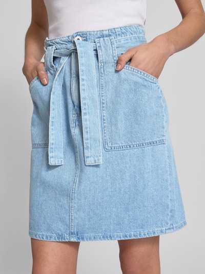 Mustang Knielanger Jeansrock mit Bindegürtel Modell 'Style Blossom' Jeansblau 3