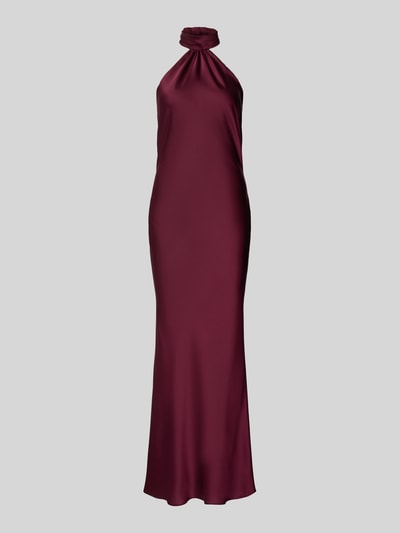 Produktfoto, 'Figurbetontes Neckholder-Abendkleid' van Swing, satijnen avondjurk, figuurvolgend, maxi, halternek, vetersluiting achter, bordeauxrood