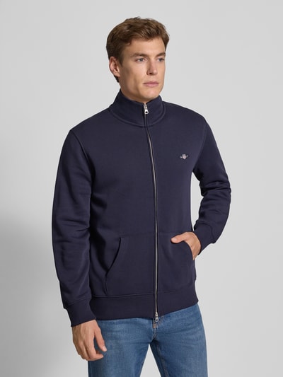 Gant Sweatjacke mit Label-Stitching Marine 4