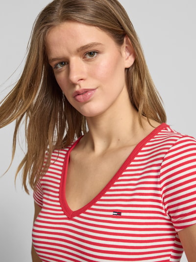 Tommy Jeans t-shirt o kroju slim fit z mieszanki bawełny Czerwony 3