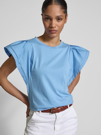 Lauren Ralph Lauren T-shirt met broderie anglaise Hemelsblauw - 3