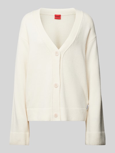 HUGO Cardigan met labeldetail, model 'Selsar' Offwhite - 2