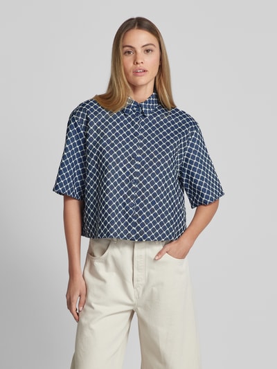 Jake*s Casual Relaxed Fit Bluse mit Strukturmuster Jeansblau 4