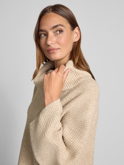 comma Relaxed Fit Strickpullover mit Rollkragen Sand 3