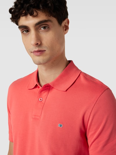 Christian Berg Men Koszulka polo o kroju slim fit w jednolitym kolorze Jasnoczerwony 3