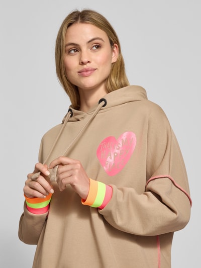 miss goodlife Hoodie met capuchon en motiefprints Beige - 3