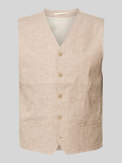 Jack & Jones Premium Slim Fit Anzugweste mit Paspeltaschen Modell 'RIVIERA' Sand 2