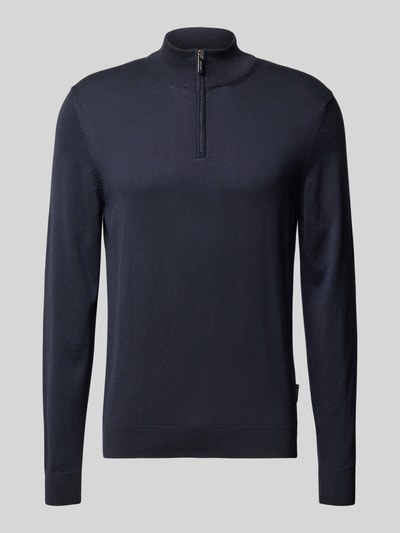 HECHTER PARIS Gebreide pulllover met opstaande kraag en ritssluiting Marineblauw - 2