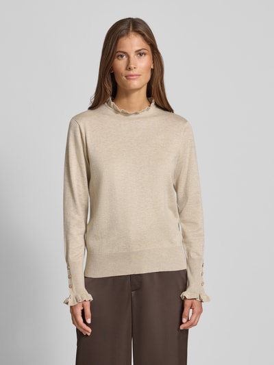 FREE/QUENT Regular Fit Longsleeve aus Viskose-Mix Modell 'Katie' Beige 4