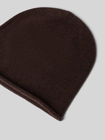 Produktfoto, Beanie aus reinem Kaschmir Modell 'Rua' von MOS MOSH in Braun, Strick-Optik, feine Struktur, Rollsaum, Damen Beanie