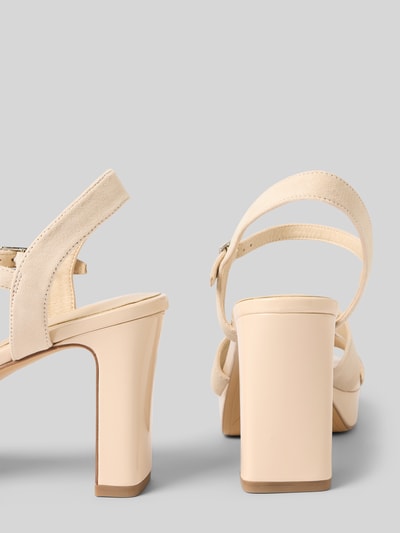 Tamaris Sandaaltjes van leer met blokhak Zand - 2