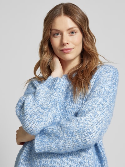 OPUS Strickpullover mit gerippten Abschlüssen Modell 'Polika' Bleu 3