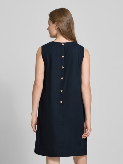 FREE/QUENT Knielange linnen jurk met ronde hals, model 'LAVA' Marineblauw - 5