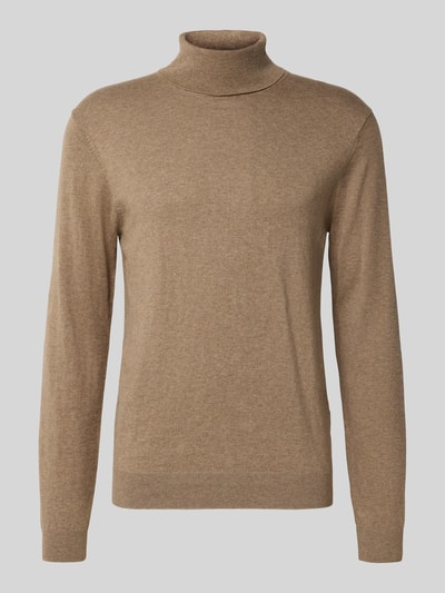 Casual Friday Sweter z wywijanym kołnierzem z domieszką kaszmiru Beżowy 2