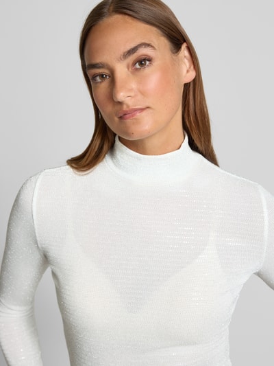 HUGO Slim Langarmshirt mit Paillettenbesatz Modell 'DRISILA' Offwhite 3
