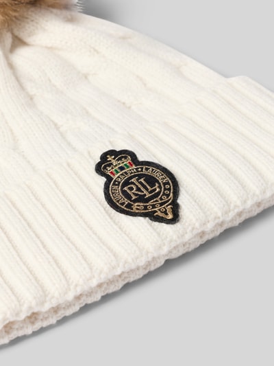 Lauren Ralph Lauren Czapka z dzianiny z pomponem Złamany biały 2