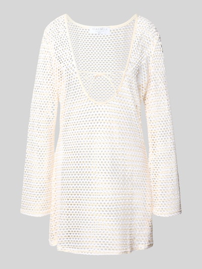 Produktfoto, cremefarbene Damen Tunika Modell 'MESH EFFECT COVER UP' von Seafolly aus semitransparentem Material-Mix mit Stretch-Anteil, Relaxed-Fit, Mesh-Optik.