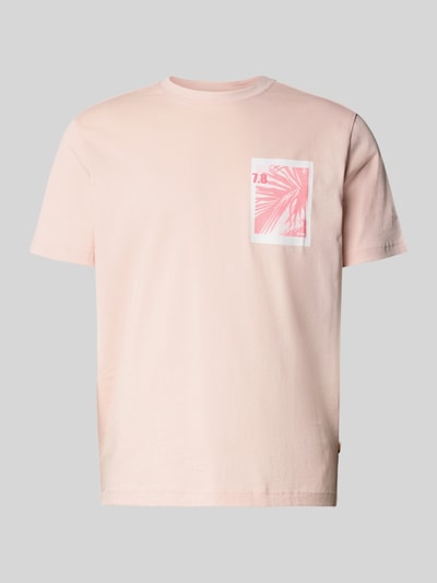 Produktfoto, Regular Fit T-Shirt aus reiner Baumwolle Modell 'TE_BOARD' von BOSS Orange in Uni-Rosa mit Foto-Print und Label-Applikation.
