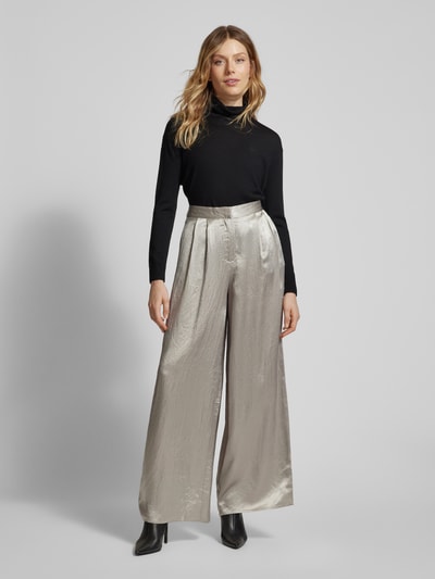 Selected Femme Wide leg stoffen broek in metallic, model 'SELENE' Beige - 1