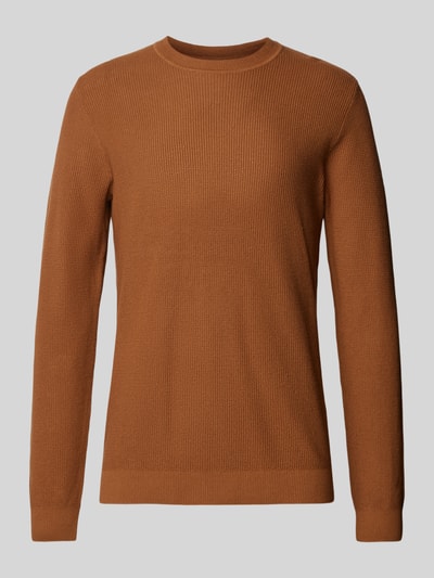 Jack & Jones Premium Sweter z dzianiny z prążkowanymi wykończeniami model ‘LUCAS’ Koniakowy 2