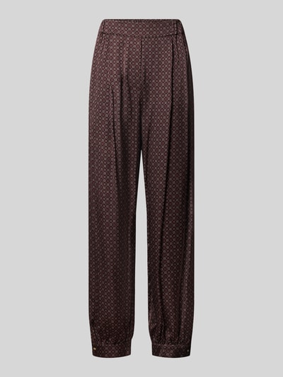 Produktfoto, Loose Fit Weite Hose mit Allover-Muster von Jake*s Collection, dunkelbraune Farbe mit feinem Muster und glatter Textur
