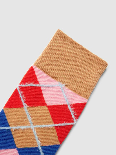 Happy Socks Socken mit Karomuster Modell 'Argyle' Pink 2