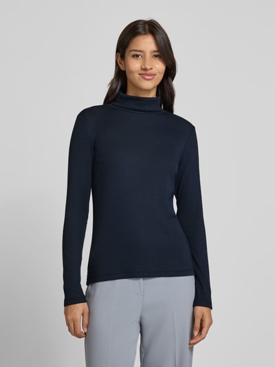 Tom Tailor Regular Fit Langarmshirt aus Baumwoll-Mix mit Rollkragen Dunkelblau 4