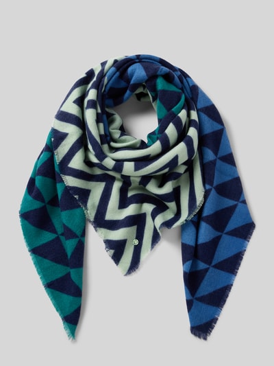 Codello Tuch in Strick-Optik mit geometrischem Allover-Stitching Dunkelblau 1