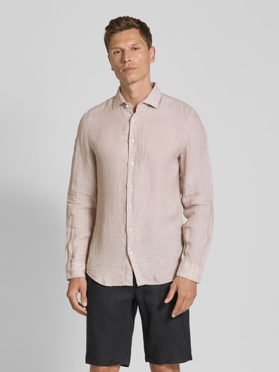 SEIDENSTICKER Slim Fit Business-Hemd aus Leinen mit Kentkragen Sand 4