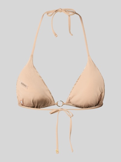 Produktfoto, Bikini-Oberteil in Triangel-Optik Modell 'Zoe' von Guess aus Elastischer-Material-Mix mit Allover-Animal-Print in Beige-Tönen