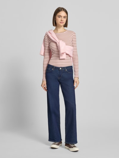 PIECES Slim Fit Langarmshirt aus Baumwoll-Mix  Rosa 1