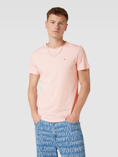 Tommy Jeans T-shirt z wyhaftowanym logo Różowy melanż 4