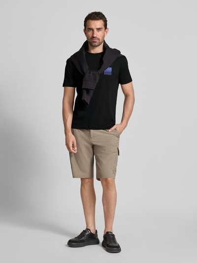 HUGO T-shirt met labelprint en ronde hals, model 'Dapusi' Zwart - 1