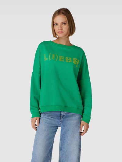 miss goodlife Sweatshirt met statementprint, model 'L(I)EBE!' Groen - 4