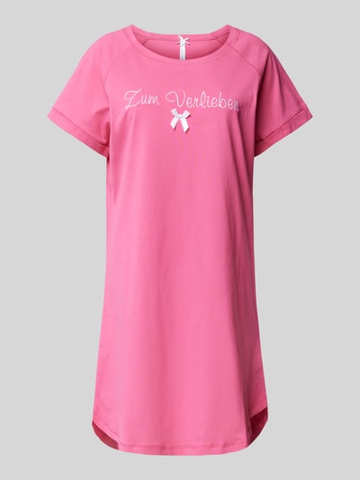 LOUIS & LOUISA Nachthemd mit Statement-Stitching Modell 'Zum Verlieben/Hase' Pink 1